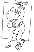 coloriage winnie observe les oiseaux